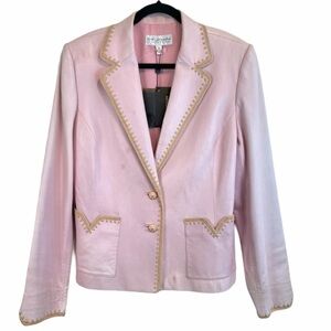 NWT ST. JOHN Lamb Leather Silk Light Pink Blazer Jacket 12
